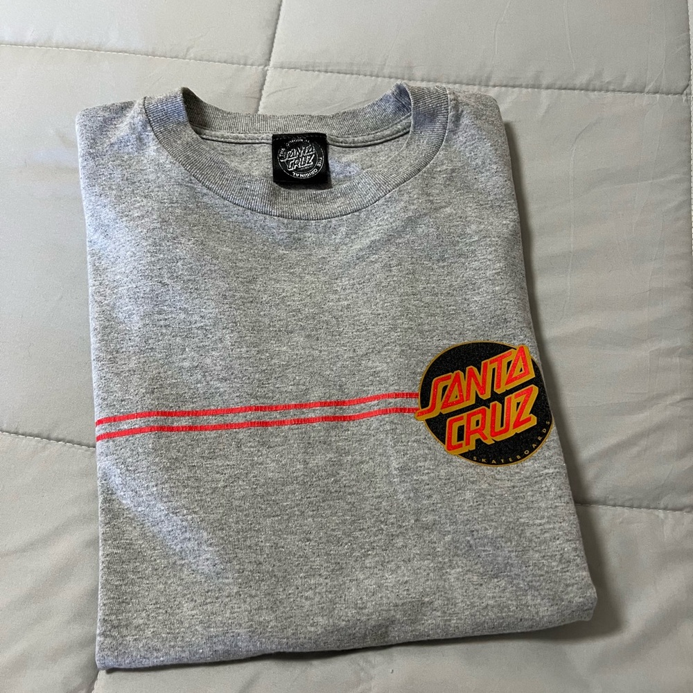 Santa Cruz Skateboards Gray Tee with Red Accents
